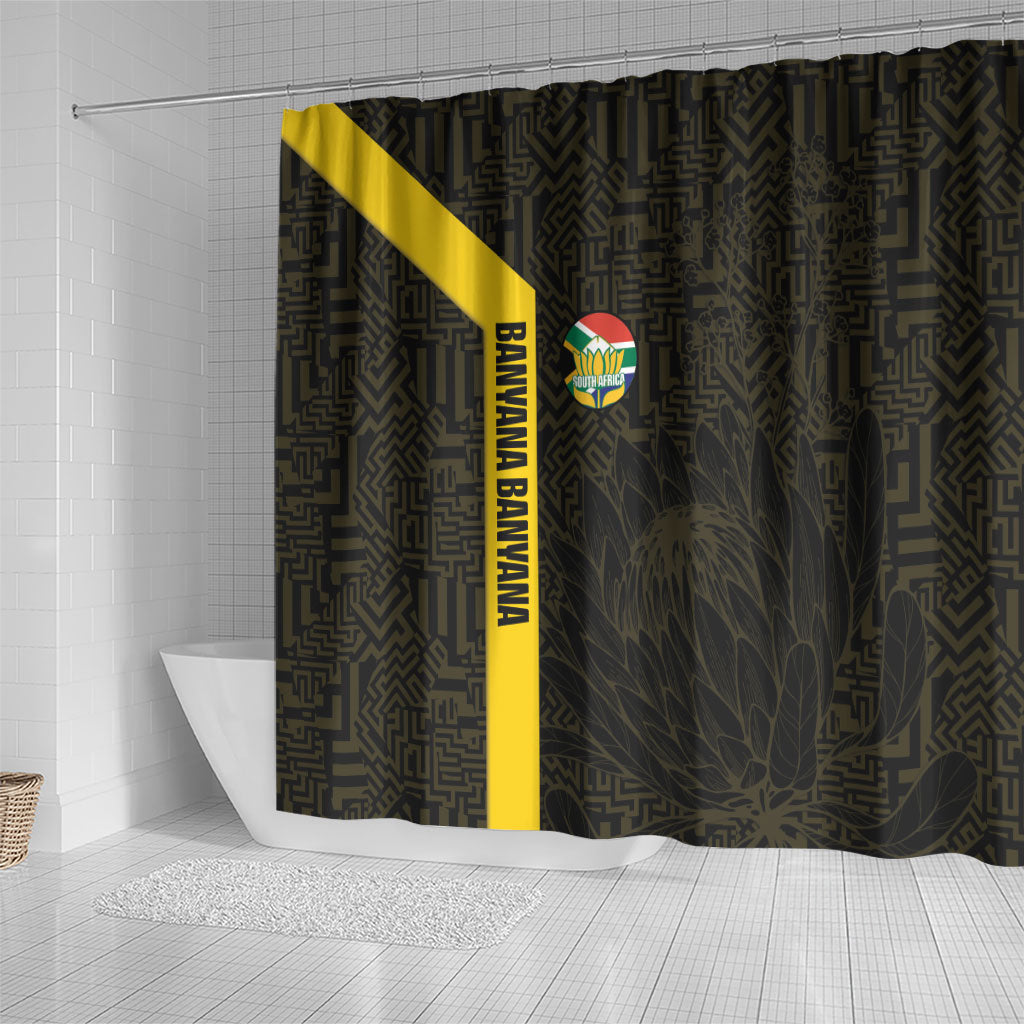 South Africa Soccer Shower Curtain Banyana Banyana Protea Black Version