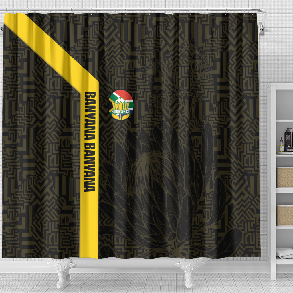 South Africa Soccer Shower Curtain Banyana Banyana Protea Black Version