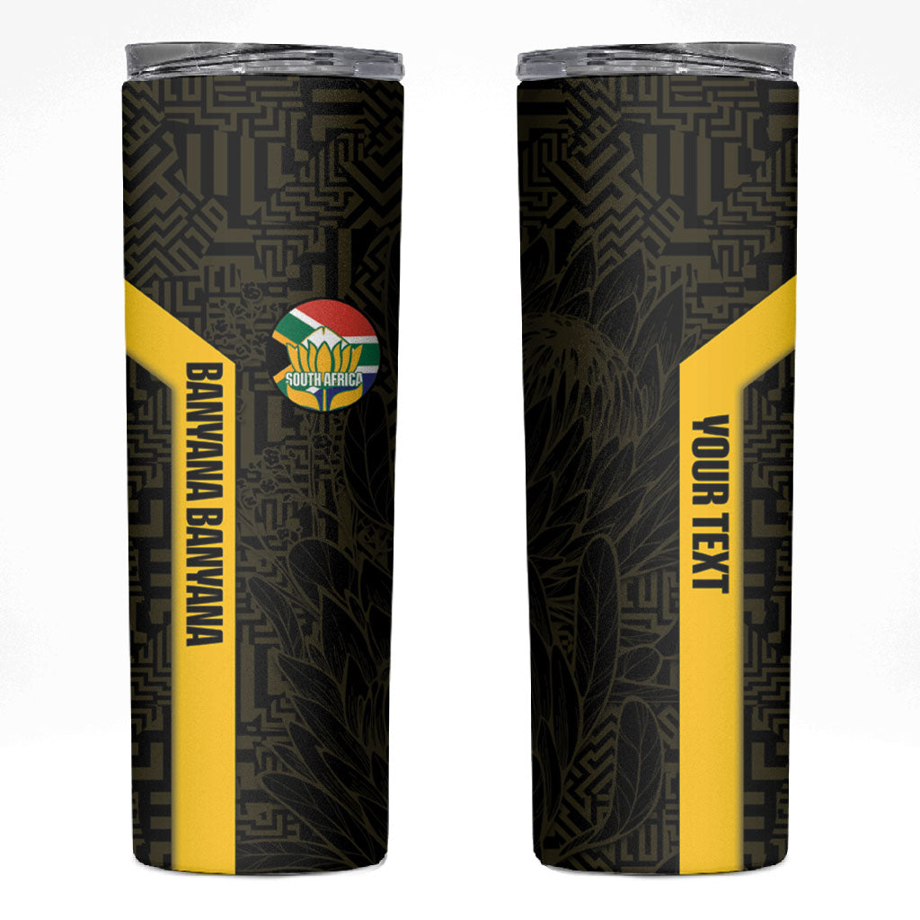 South Africa Soccer Custom Skinny Tumbler Banyana Banyana Protea Black Version