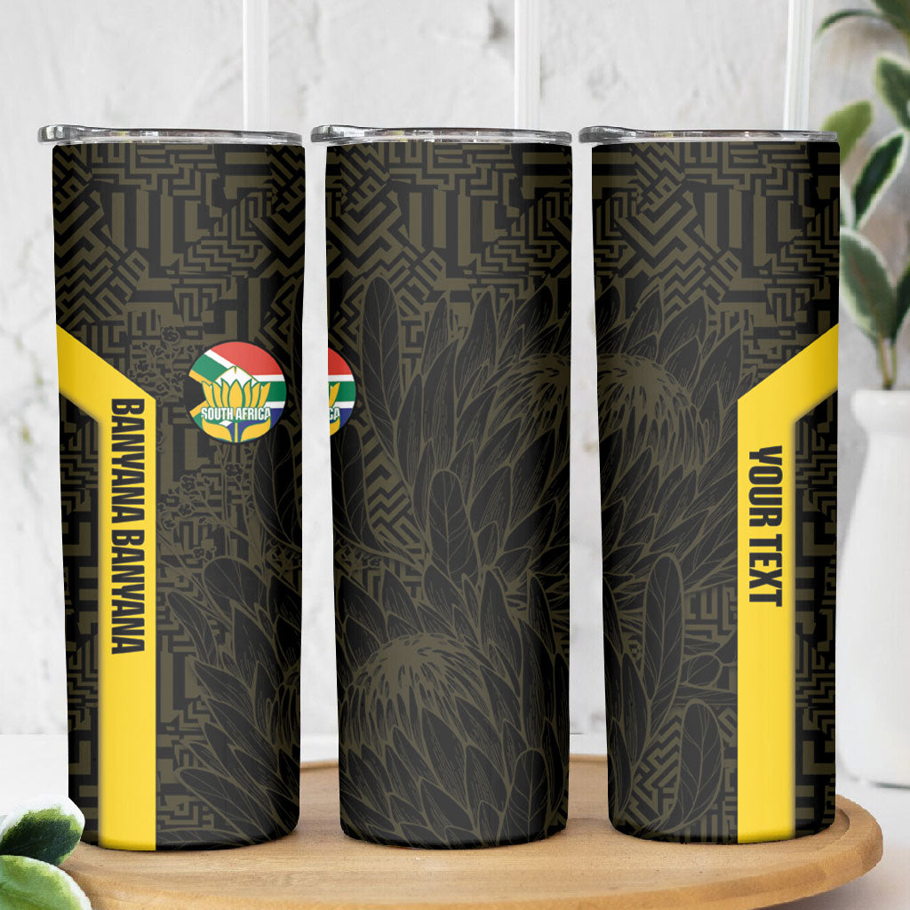 South Africa Soccer Custom Skinny Tumbler Banyana Banyana Protea Black Version