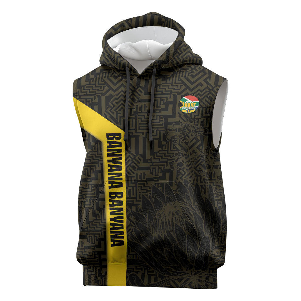 South Africa Soccer Custom Sleeveless Hoodie Banyana Banyana Protea Black Version