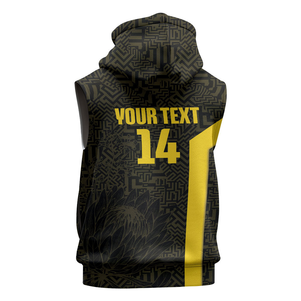 South Africa Soccer Custom Sleeveless Hoodie Banyana Banyana Protea Black Version