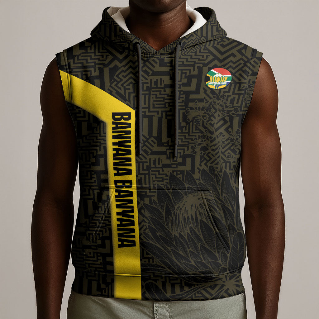 South Africa Soccer Custom Sleeveless Hoodie Banyana Banyana Protea Black Version