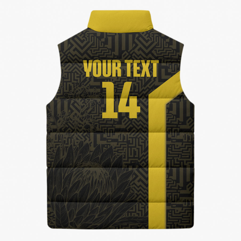 South Africa Soccer Custom Sleeveless Puffer Jacket Banyana Banyana Protea Black Version