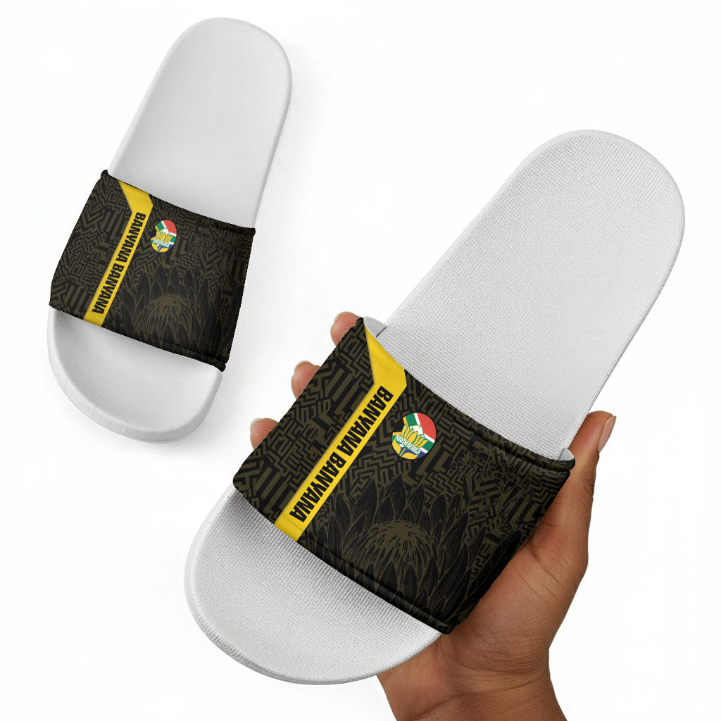 South Africa Soccer Slide Sandals Banyana Banyana Protea Black Version