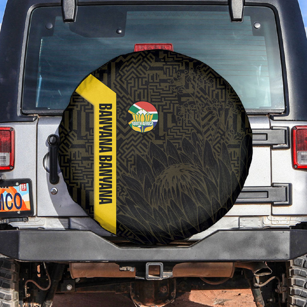 South Africa Soccer Spare Tire Cover Banyana Banyana Protea Black Version
