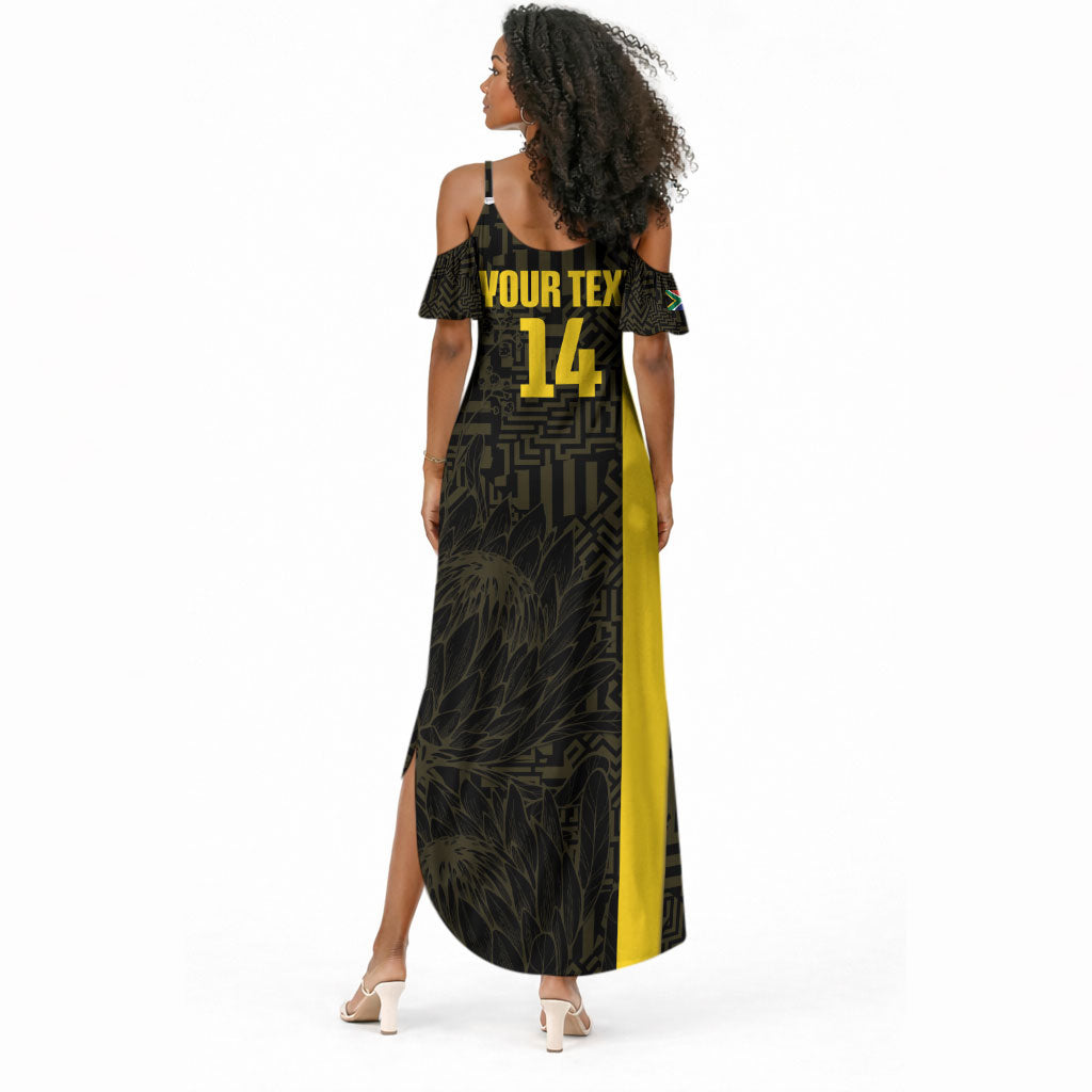 South Africa Soccer Custom Summer Maxi Dress Banyana Banyana Protea Black Version