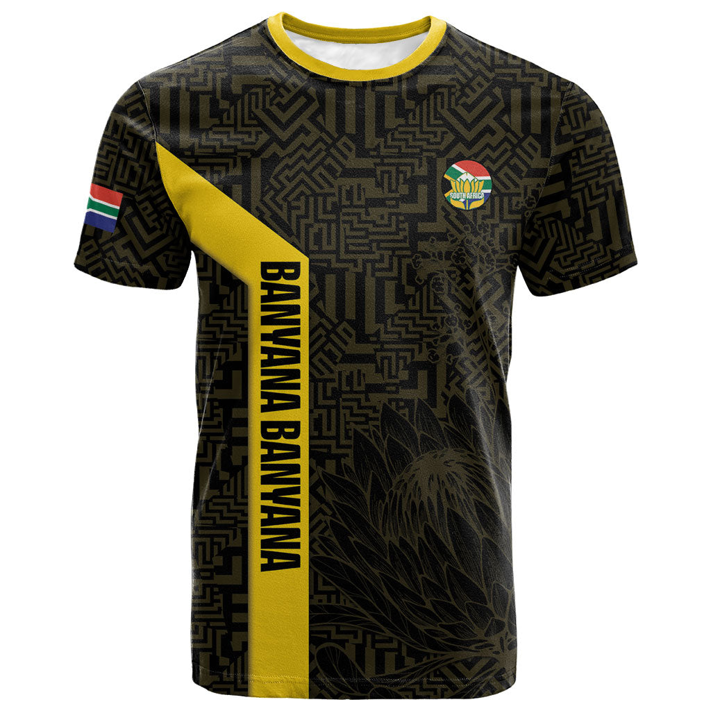 South Africa Soccer Custom T shirt Banyana Banyana Protea Black Version