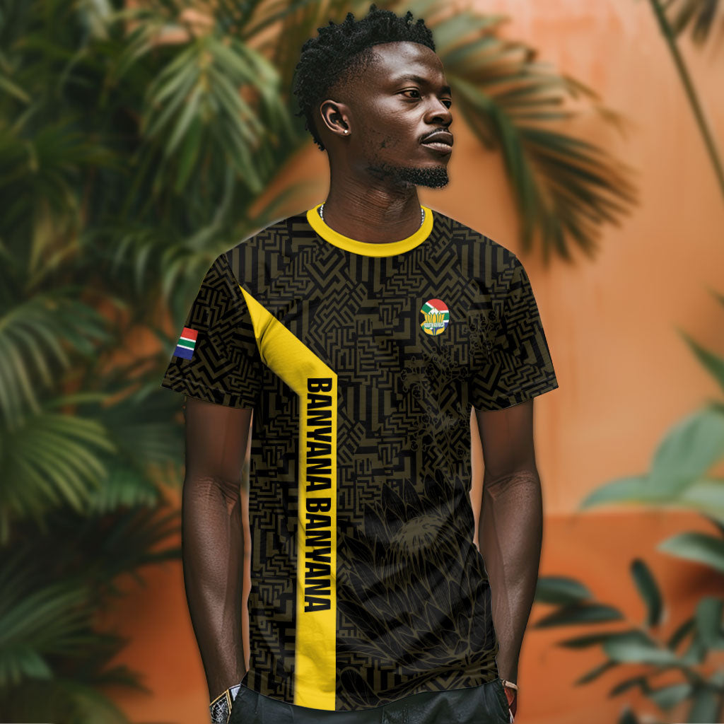 South Africa Soccer Custom T shirt Banyana Banyana Protea Black Version