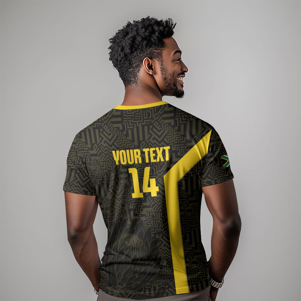 South Africa Soccer Custom T shirt Banyana Banyana Protea Black Version