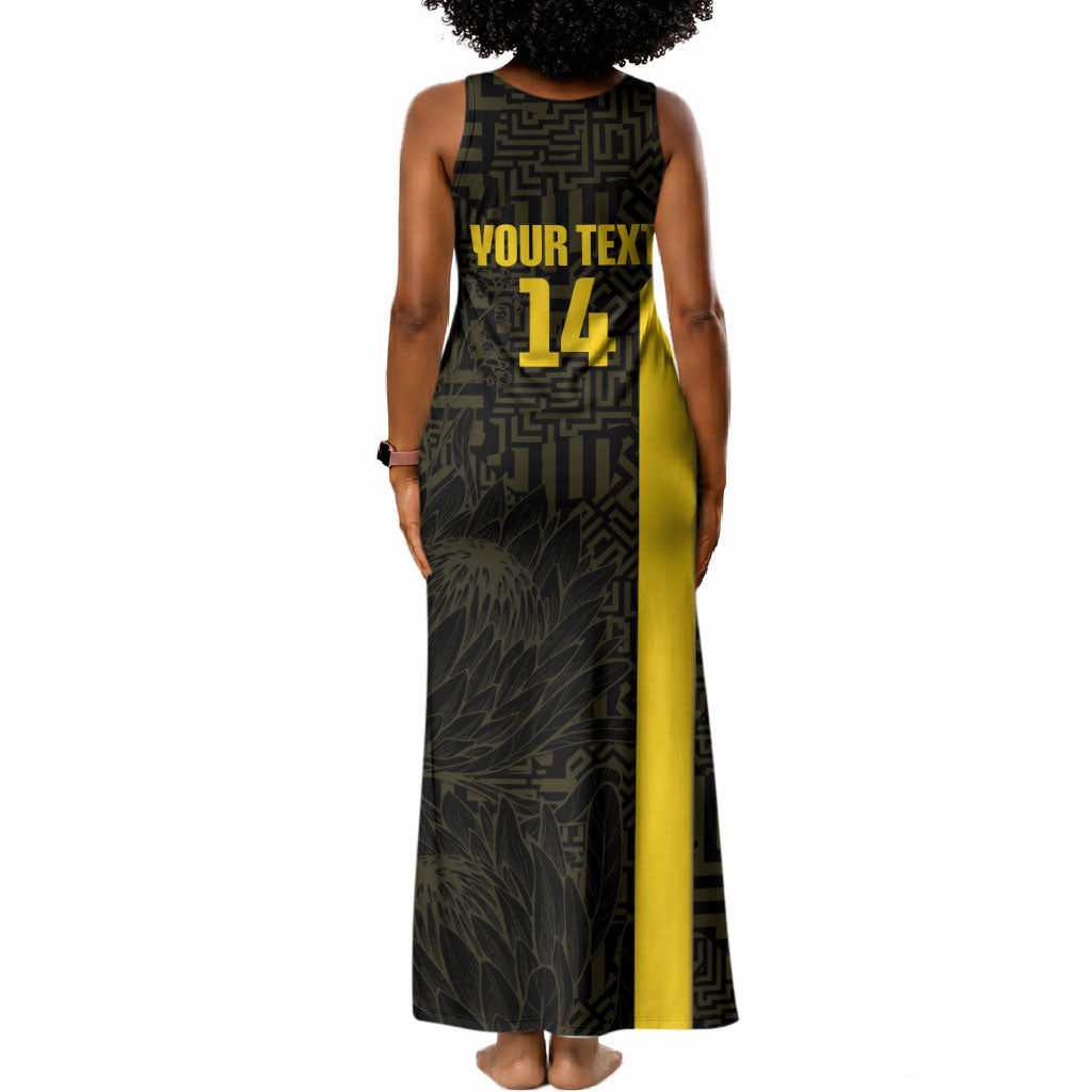 South Africa Soccer Custom Tank Maxi Dress Banyana Banyana Protea Black Version