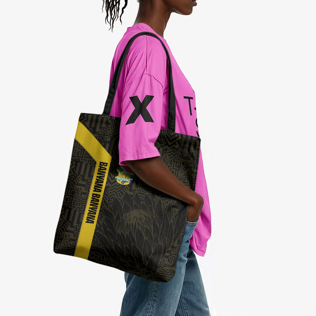 South Africa Soccer Tote Bag Banyana Banyana Protea Black Version