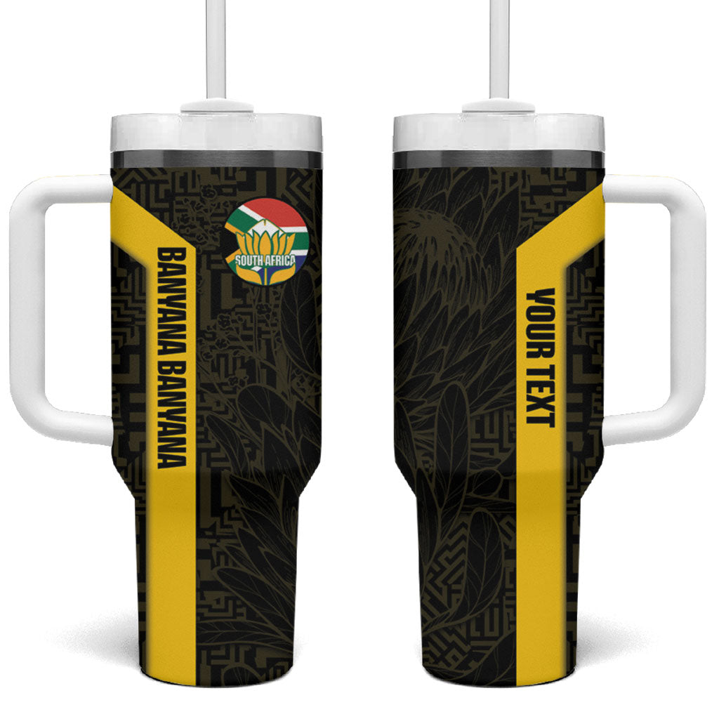 South Africa Soccer Custom Tumbler With Handle Banyana Banyana Protea Black Version