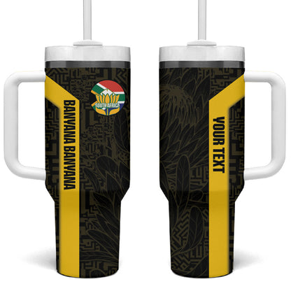 South Africa Soccer Custom Tumbler With Handle Banyana Banyana Protea Black Version