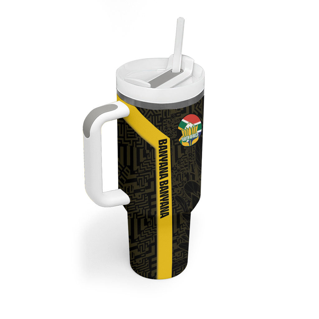 South Africa Soccer Custom Tumbler With Handle Banyana Banyana Protea Black Version