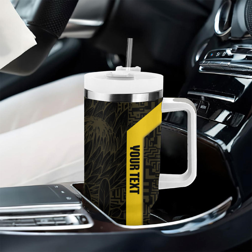 South Africa Soccer Custom Tumbler With Handle Banyana Banyana Protea Black Version