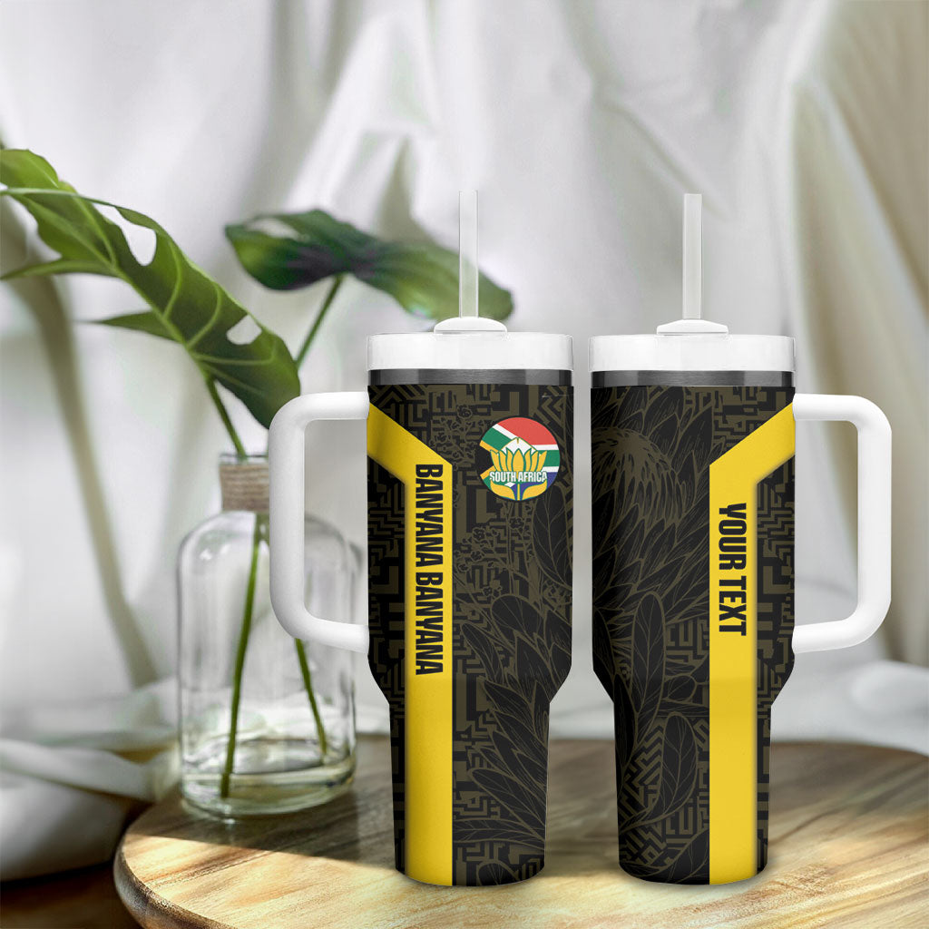 South Africa Soccer Custom Tumbler With Handle Banyana Banyana Protea Black Version