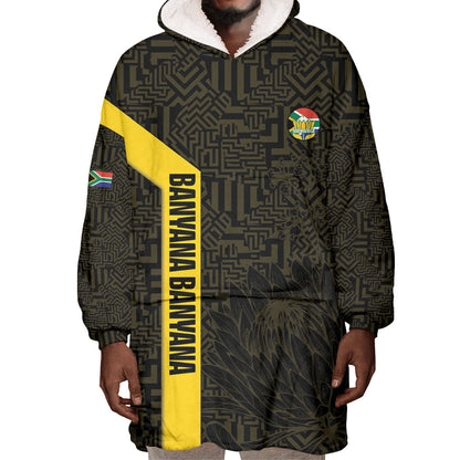 South Africa Soccer Custom Wearable Blanket Hoodie Banyana Banyana Protea Black Version