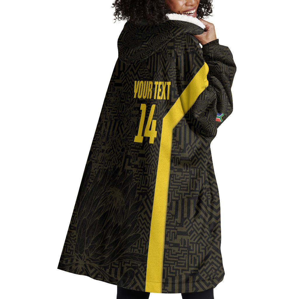 South Africa Soccer Custom Wearable Blanket Hoodie Banyana Banyana Protea Black Version