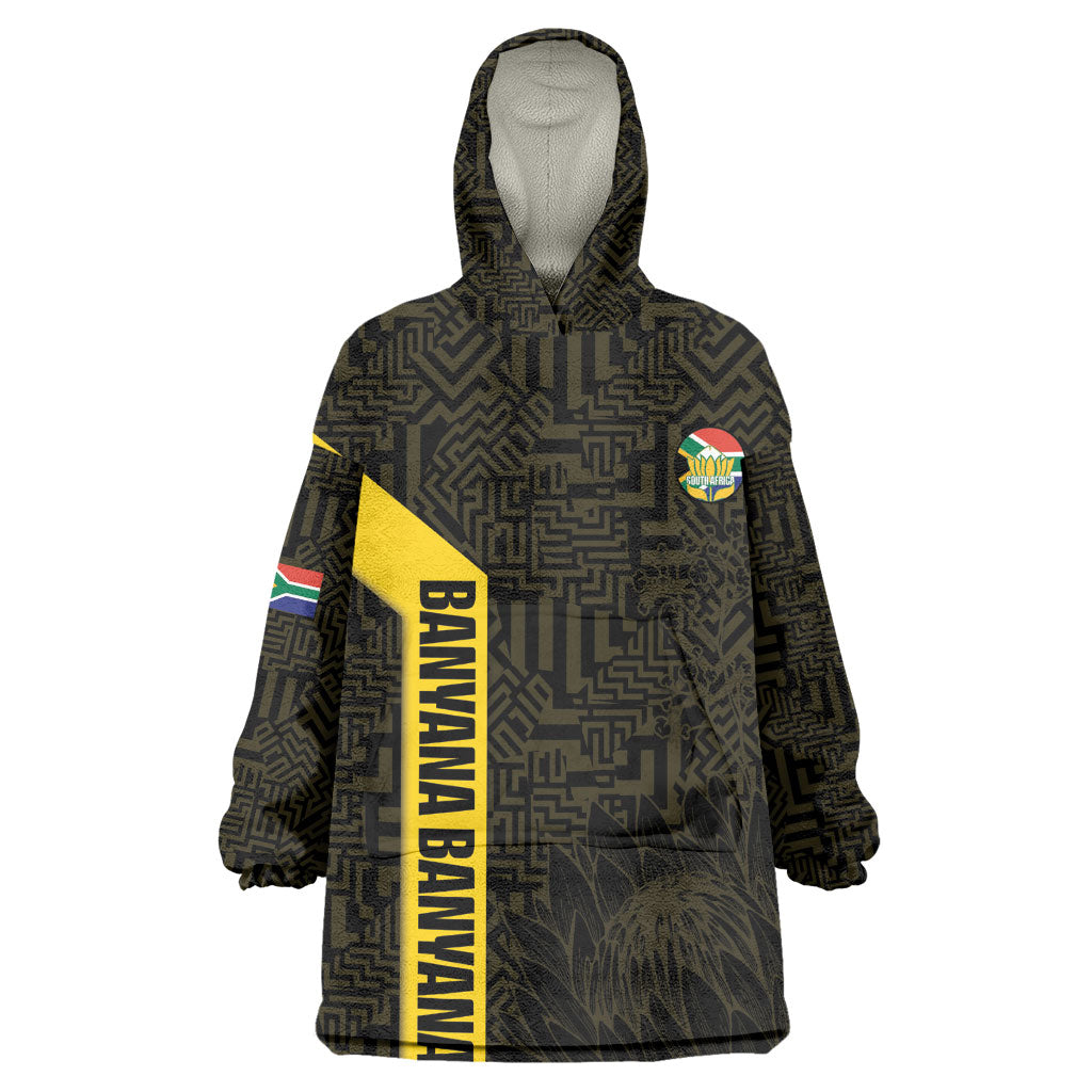 South Africa Soccer Custom Wearable Blanket Hoodie Banyana Banyana Protea Black Version