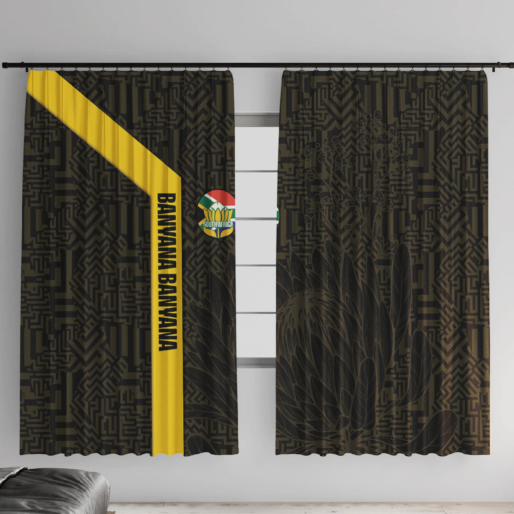 South Africa Soccer Window Curtain Banyana Banyana Protea Black Version