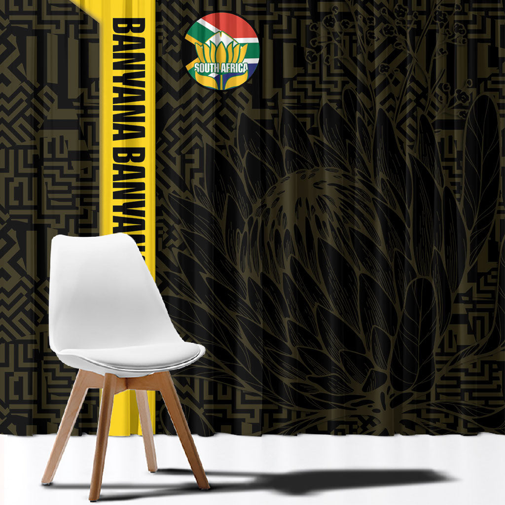 South Africa Soccer Window Curtain Banyana Banyana Protea Black Version