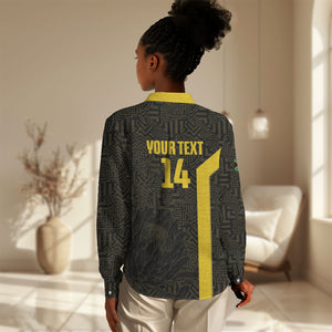 South Africa Soccer Custom Women Casual Shirt Banyana Banyana Protea Black Version