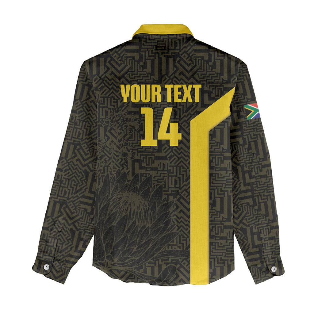 South Africa Soccer Custom Women Casual Shirt Banyana Banyana Protea Black Version