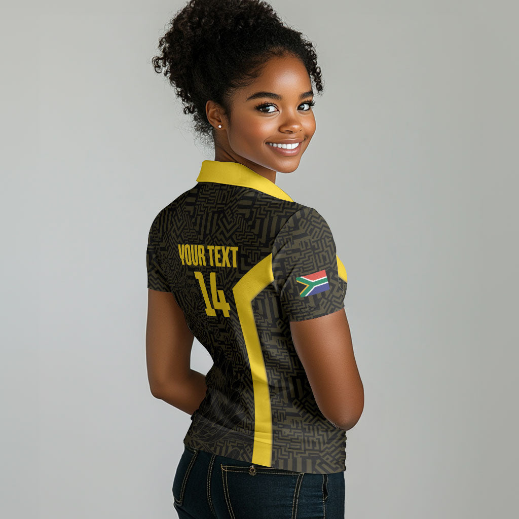 South Africa Soccer Custom Women Polo Shirt Banyana Banyana Protea Black Version