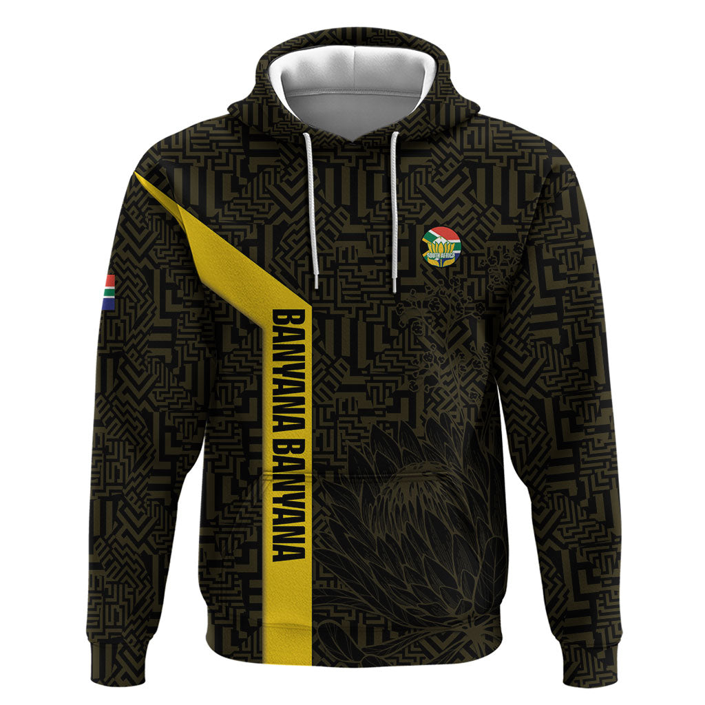 South Africa Soccer Custom Zip Hoodie Banyana Banyana Protea Black Version