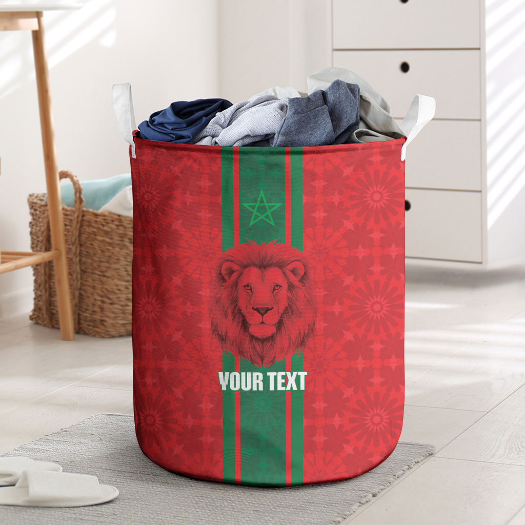 Morocco Football Custom Laundry Basket Atlas Lionesses Moroccan Folk Pattern