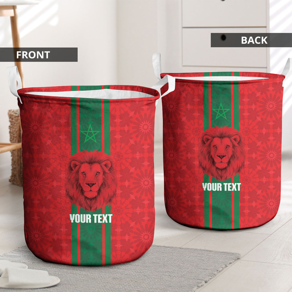 Morocco Football Custom Laundry Basket Atlas Lionesses Moroccan Folk Pattern