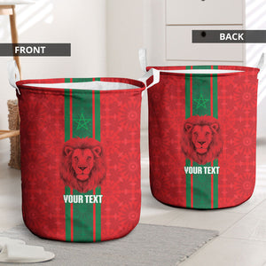 Morocco Football Custom Laundry Basket Atlas Lionesses Moroccan Folk Pattern