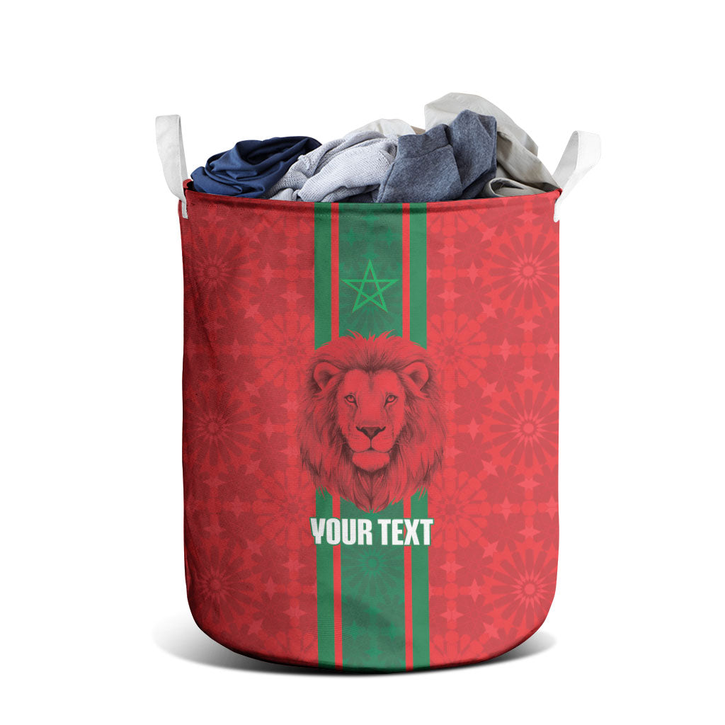 Morocco Football Custom Laundry Basket Atlas Lionesses Moroccan Folk Pattern
