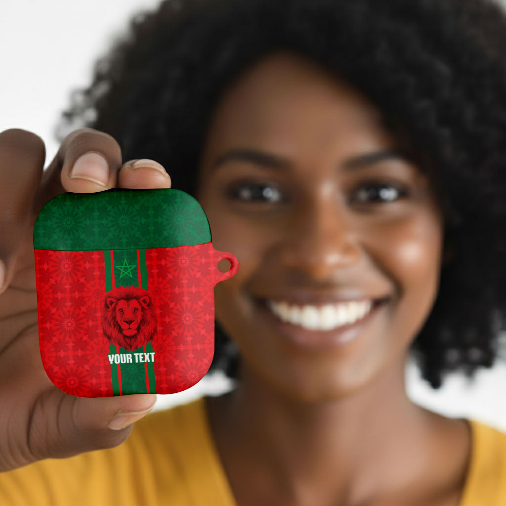 Morocco Football Custom AirPods Case Atlas Lionesses Moroccan Folk Pattern