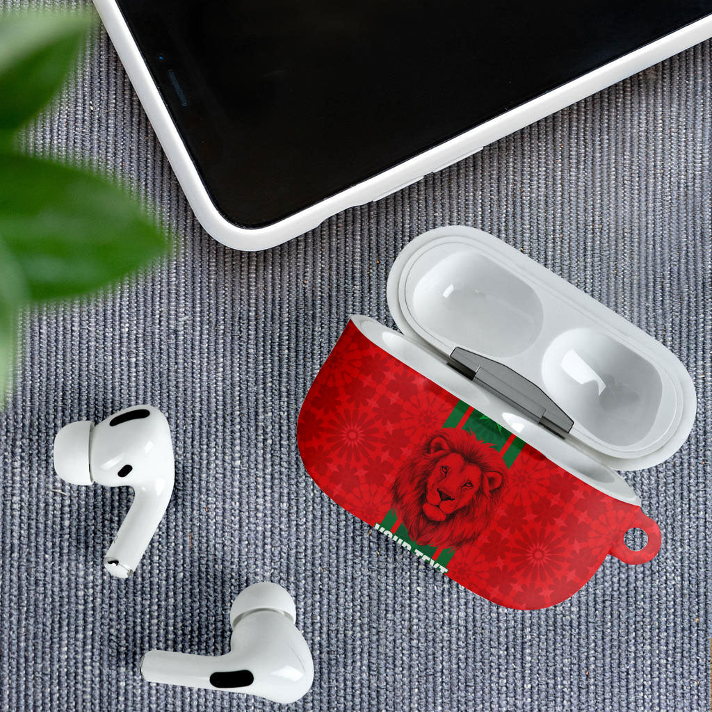 Morocco Football Custom AirPods Case Atlas Lionesses Moroccan Folk Pattern