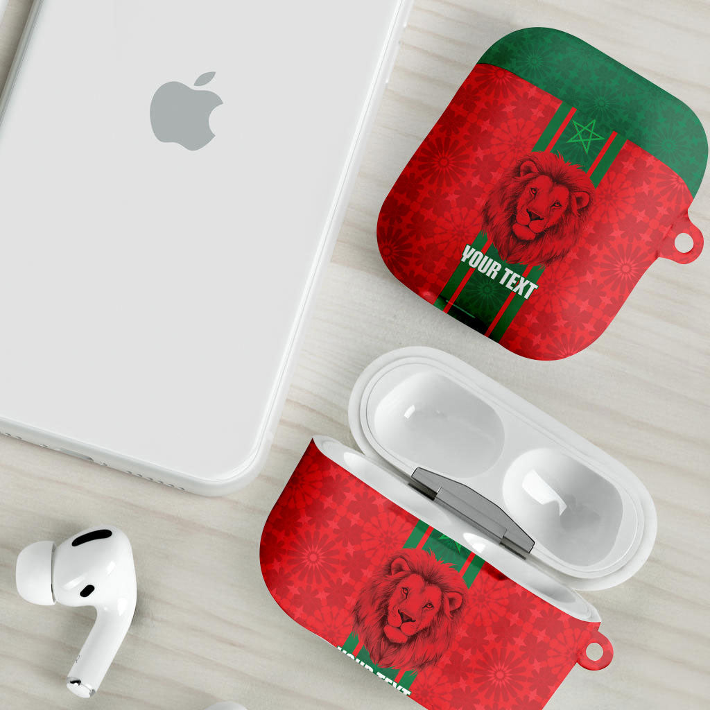 Morocco Football Custom AirPods Case Atlas Lionesses Moroccan Folk Pattern