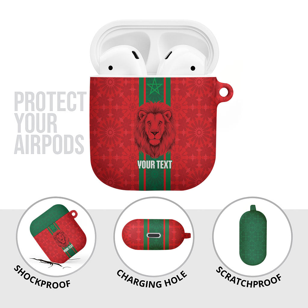 Morocco Football Custom AirPods Case Atlas Lionesses Moroccan Folk Pattern