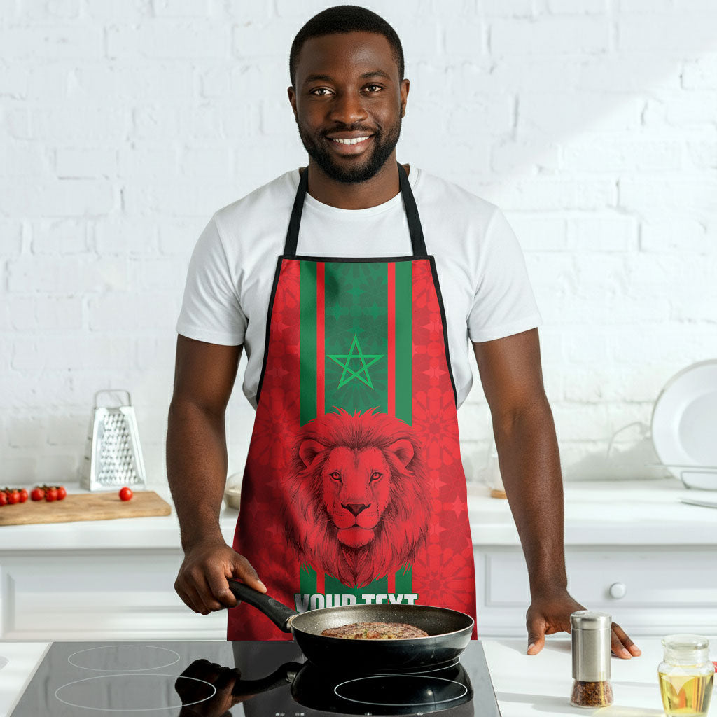 Morocco Football Custom Apron Atlas Lionesses Moroccan Folk Pattern