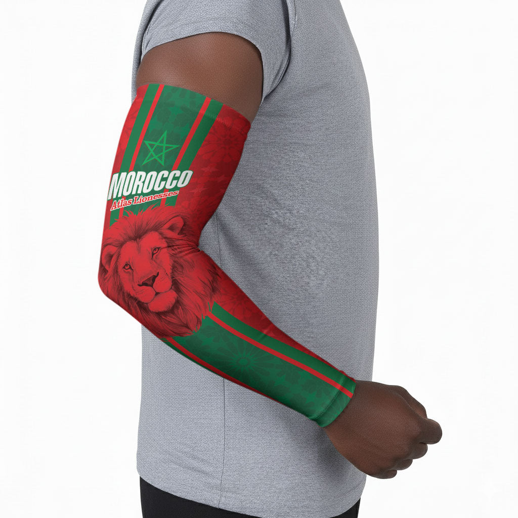Morocco Football Custom Arm Sleeves Atlas Lionesses Moroccan Folk Pattern