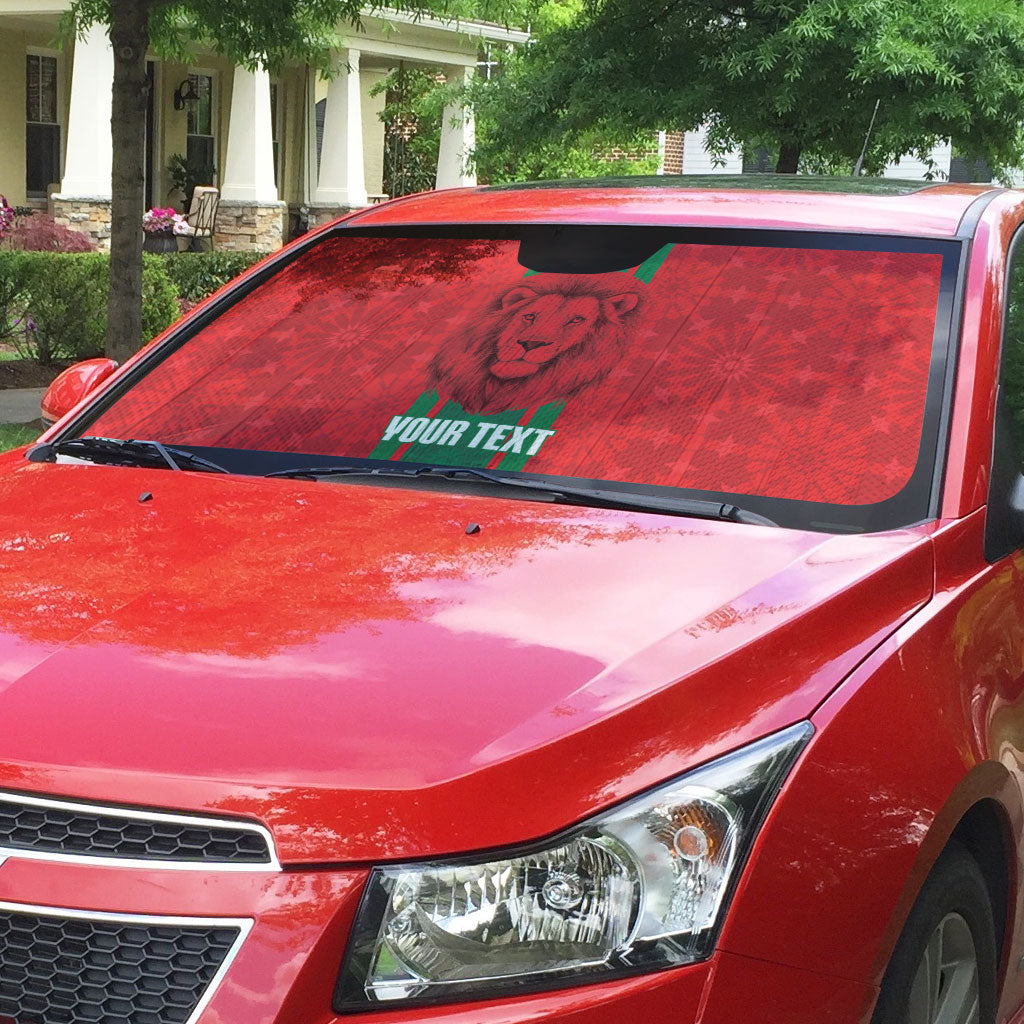 Morocco Football Custom Auto Sun Shade Atlas Lionesses Moroccan Folk Pattern