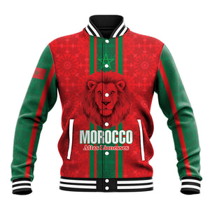 Morocco Football Custom Baseball Jacket Atlas Lionesses Moroccan Folk Pattern