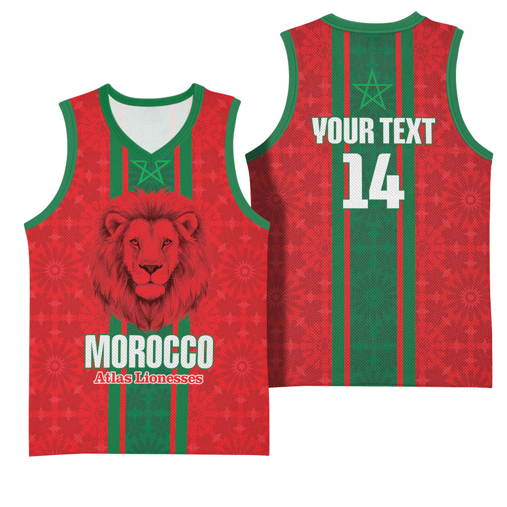 Morocco Football Custom Basketball Jersey Atlas Lionesses Moroccan Folk Pattern