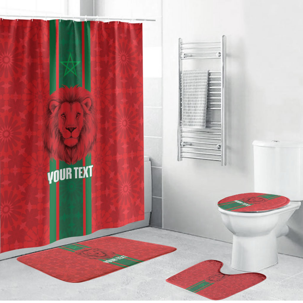 Morocco Football Custom Bathroom Set Atlas Lionesses Moroccan Folk Pattern