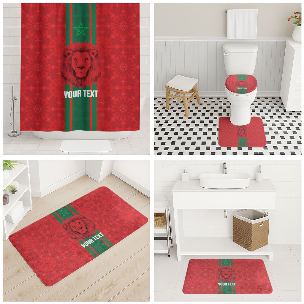 Morocco Football Custom Bathroom Set Atlas Lionesses Moroccan Folk Pattern