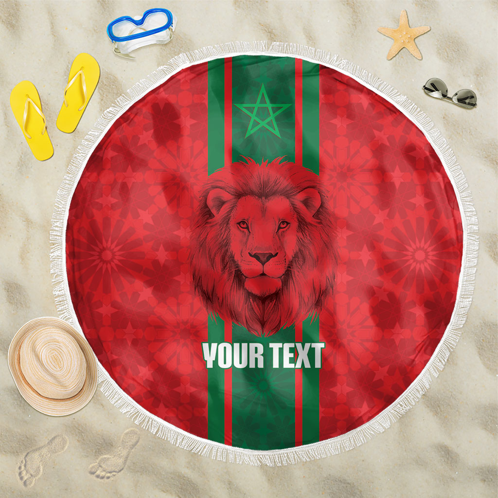 Morocco Football Custom Beach Blanket Atlas Lionesses Moroccan Folk Pattern