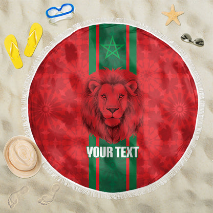 Morocco Football Custom Beach Blanket Atlas Lionesses Moroccan Folk Pattern