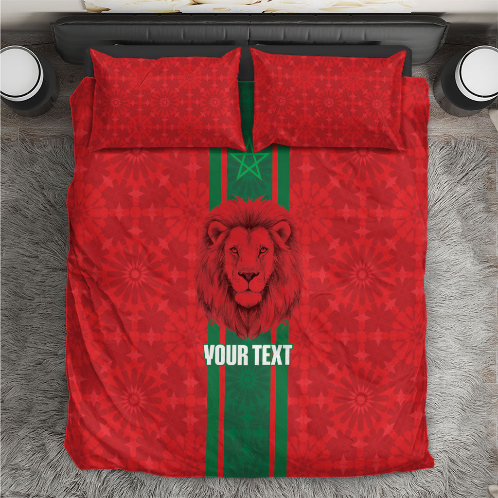 Morocco Football Custom Bedding Set Atlas Lionesses Moroccan Folk Pattern