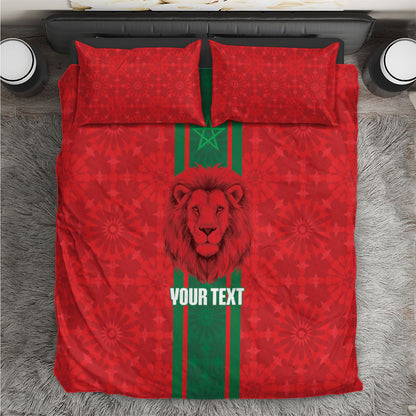 Morocco Football Custom Bedding Set Atlas Lionesses Moroccan Folk Pattern