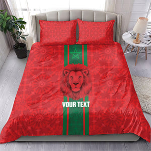 Morocco Football Custom Bedding Set Atlas Lionesses Moroccan Folk Pattern